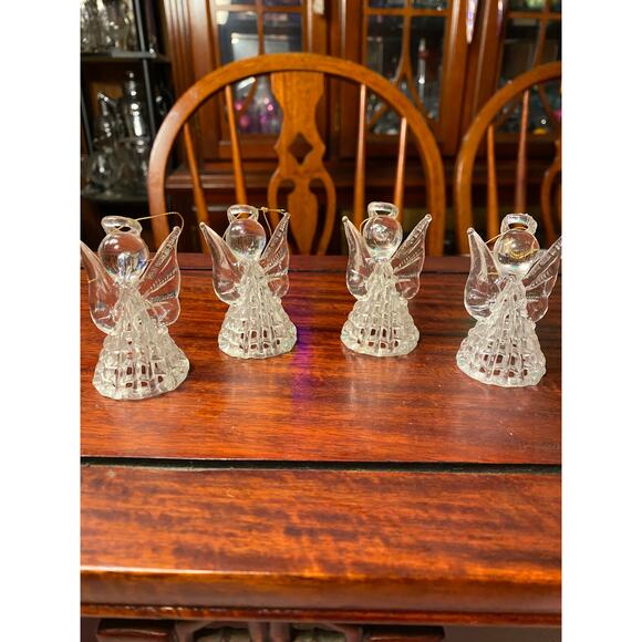 VTG Hong Kong Set of 4 Plastic "crystal" Angel Christmas Ornaments 2.5 in tall - Picture 2 of 14
